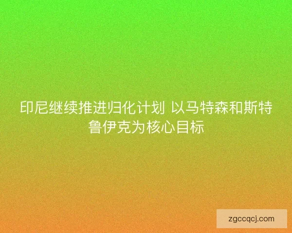 印尼继续推进归化计划 以马特森和斯特鲁伊克为核心目标