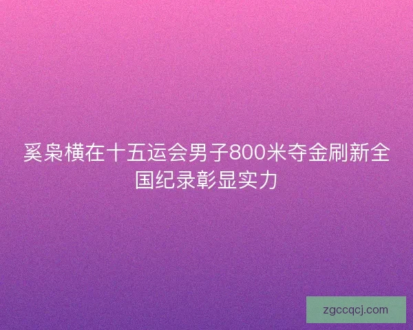 奚枭横在十五运会男子800米夺金刷新全国纪录彰显实力 奚枭横在十五运会男子800米夺金刷新全国纪录彰显实力